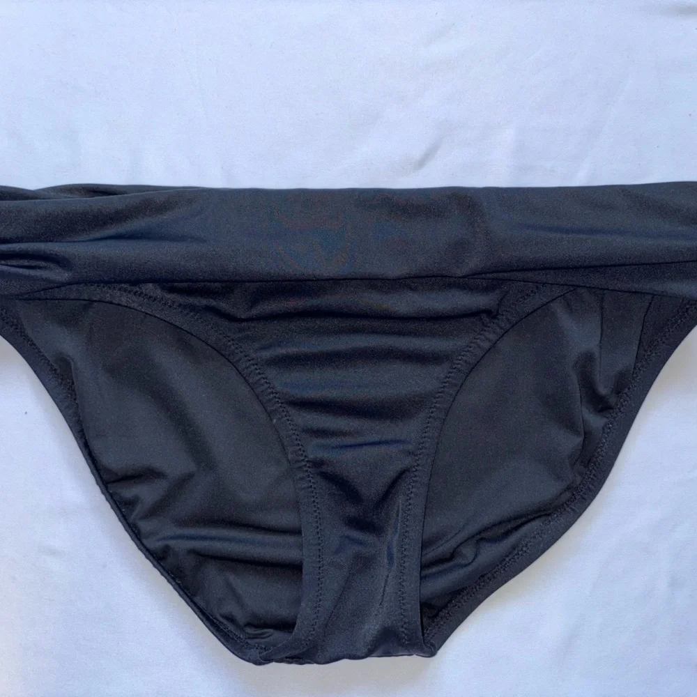 J.Crew Bikini Bottoms Swim Separates Size Small Black Fold Over Waistband